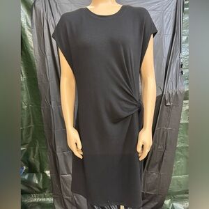 Cable & Gauge Black Sheath Midi Dress with Cap Dolman Sleeves